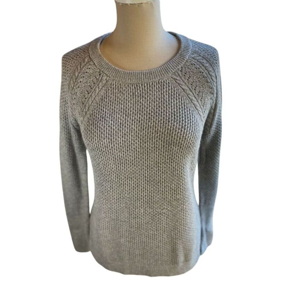 LOFT Grey Cable Knit Sweater Crewneck Long‎ Sleeve Casual Pullover S